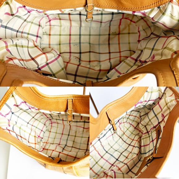 Coach Pleated Ergo Tote #12240 Tan Leather Tattersall Lining 2008 Collection - Picture 9 of 11